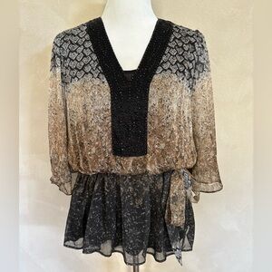 Badgley Mischka American Glamour beaded chiffon top